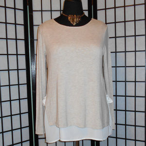 Sale Layered Beige & Cream Tunic Top Size Large
